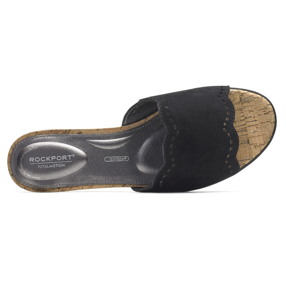 Rockport Badtofflor Dam Svarta - Total Motion Zandra Scallop - CUJFH0378